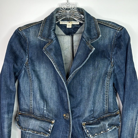 Vintage Tommy Hilfiger Denim Jean Jacket Size Small Y2K - Picture 2 of 9